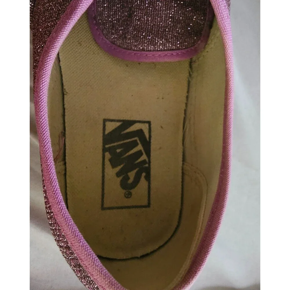 Vans Authentic Lurex Glitter Sneakers Womens 8.5 Pink Sparkle Off the Wall